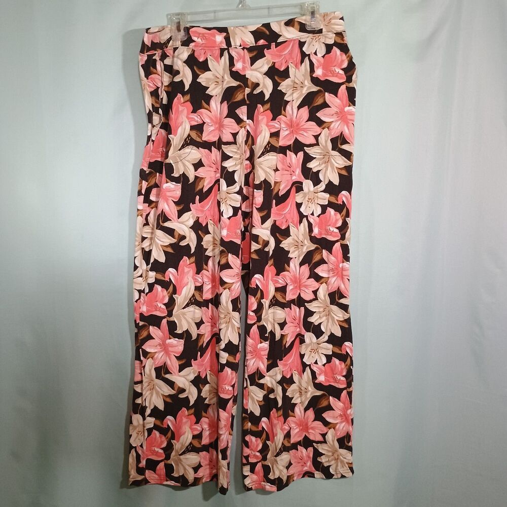 Floral Wide Leg Pants Women's Tropical Print High Rise Flowy Palazzo Pants